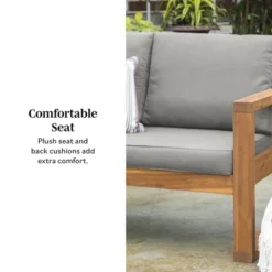 Galia Square Leg Acacia Wood Patio Loveseat With Cushions - Brown - Saracina Home -Sunnydaze Decor Store GUEST 570fd000 4d0b 4bea bb2b a214b08d0cac