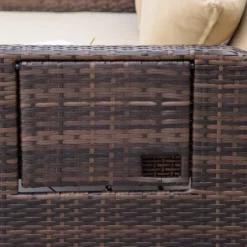 Outsunny Patio Wicker Loveseat Sofa Set, Outdoor PE Rattan Garden Assembled Sun Lounger Daybed Furniture, W/ Storage Ottoman & Side Tables/ Drink Trays For Poolside, Porch, Backyard -Sunnydaze Decor Store GUEST 573945f5 4cab 4558 835d dd1764820ae0