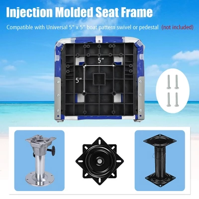 Costway High Back Folding Boat Seats W/ Blue White Sponge Cushion & Flexible Hinges 1 Costway High Back Folding Boat Seats W/ Blue White Sponge Cushion & Flexible Hinges