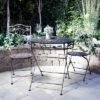 3pc Iron Garden Bistro Set With Leaf Design Brown - Alpine Corporation