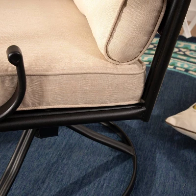 5pc Outdoor Dining Set With Swivel Chairs With Seat & Back Cushions & Square Metal Table With Umbrella Hole - Captiva Designs 11 5pc Outdoor Dining Set With Swivel Chairs With Seat & Back Cushions & Square Metal Table With Umbrella Hole - Captiva Designs - Image 11