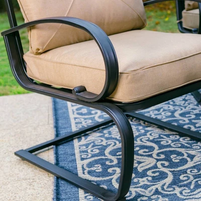 Captiva Designs 7pc Outdoor Dining Set With C-Spring Motion Chairs & Metal Table With Umbrella Hole 8 Captiva Designs 7pc Outdoor Dining Set With C-Spring Motion Chairs & Metal Table With Umbrella Hole - Image 8