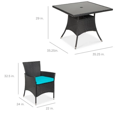 Best Choice Products 5-Piece Indoor Outdoor Wicker Patio Dining Table Furniture Set W/ Umbrella Cutout, 4 Chairs 6 Best Choice Products 5-Piece Indoor Outdoor Wicker Patio Dining Table Furniture Set W/ Umbrella Cutout, 4 Chairs - Image 6