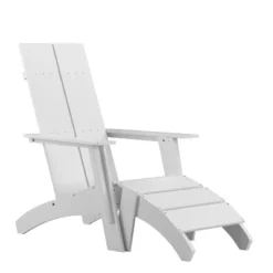 Flash Furniture Sawyer Modern All-Weather Poly Resin Wood Adirondack Chair With Foot Rest -Sunnydaze Decor Store GUEST 5a92e527 b35c 497f abf9 c35891f78932