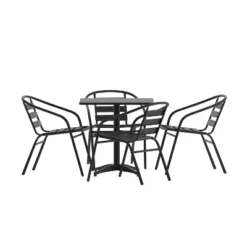 Emma And Oliver 27.5'' Square Aluminum Indoor-Outdoor Table Set With 4 Slat Back Chairs 25 Emma And Oliver 27.5'' Square Aluminum Indoor-Outdoor Table Set With 4 Slat Back Chairs -Sunnydaze Decor Store GUEST 5d3f5cf0 ff24 4ec8 9e72 1abebb2dc836