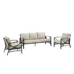 Kaplan 3pc Outdoor Sofa Set With Sofa & 2 Arm Chairs - Oatmeal - Crosley -Sunnydaze Decor Store GUEST 5d7c4f0a e5b4 496a 84a7 b440ca72b775