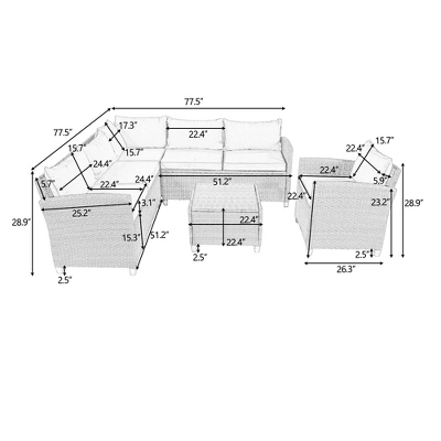 5-Piece Outdoor Conversation Set With Coffee Table, Cushions And Single Chair-ModernLuxe 2 5-Piece Outdoor Conversation Set With Coffee Table, Cushions And Single Chair-ModernLuxe - Image 2