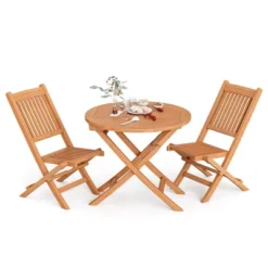 Costway 3pcs Patio Outdoor Teak Wood Bistro Dining Set Folding Chair & Table Slatted -Sunnydaze Decor Store GUEST 5dd8cfed 2090 4584 86f0 8076076c1a32