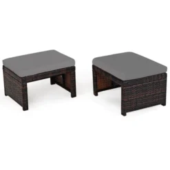 Tangkula 2 PCS Outdoor Wicker Ottoman Patio Rattan Furniture Metal Footrest Seat Square Footstool With Cushion 20 Tangkula 2 PCS Outdoor Wicker Ottoman Patio Rattan Furniture Metal Footrest Seat Square Footstool With Cushion -Sunnydaze Decor Store GUEST 5e4aaede fc9d 48a5 95e6 c29a76ddc94b