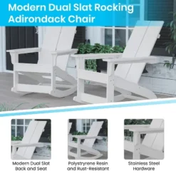 Merrick Lane Wellington 3 Piece Patio Furniture Set Includes All-Weather UV Treated Adirondack Rocking Chairs And Side Table -Sunnydaze Decor Store GUEST 5ea234c7 bb63 43ab a0ae 0d95a0ddff81