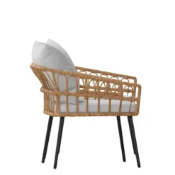 Flash Furniture Evin Set Of 2 Boho Indoor/Outdoor Rope Rattan Wicker Patio Chairs With All-Weather Cushions -Sunnydaze Decor Store GUEST 5ebd5c15 1b47 4d77 9c47 553c112ff191