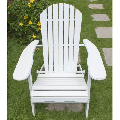 Northbeam Outdoor Garden Portable Foldable Wooden Adirondack Deck Chair With Easy To Fold Design, White 3 Northbeam Outdoor Garden Portable Foldable Wooden Adirondack Deck Chair With Easy To Fold Design, White - Image 3