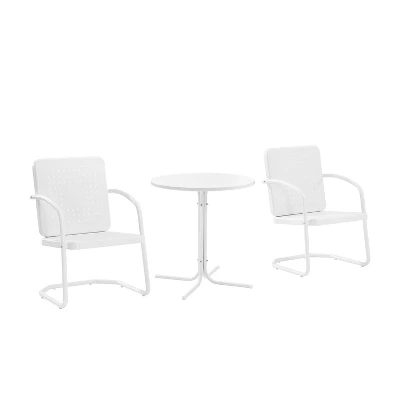 Bates 3pc Outdoor Bistro Set With Table & 2 Chairs - White - Crosley 5 Bates 3pc Outdoor Bistro Set With Table & 2 Chairs - White - Crosley - Image 5