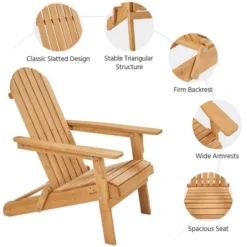 Yaheetech Folding Adirondack Chair Solid Wood Garden Chair Weather Resistant, Brown -Sunnydaze Decor Store GUEST 5f3e514c 6e44 4c78 9cfb c9396d2fbdd4