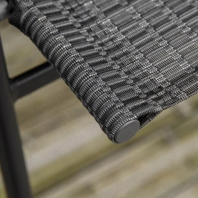 Outsunny 4 Piece Patio Bar Set For 2 With 6' Adjustable Tilt Umbrella, Outdoor Bistro Set With Folding Chairs & Glass Round Dining Table 4 Outsunny 4 Piece Patio Bar Set For 2 With 6' Adjustable Tilt Umbrella, Outdoor Bistro Set With Folding Chairs & Glass Round Dining Table - Image 4