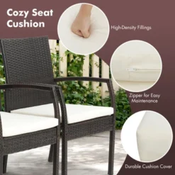 Costway 5PCS Patio Dining Set Cushion Armchairs Acacia Wood Table With Umbrella Hole -Sunnydaze Decor Store GUEST 60527d06 ddbc 4b5d 81da 636a2f6236fb