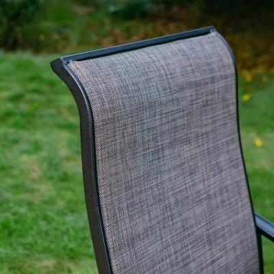 7pc Outdoor Dining Set With Swivel Sling Chairs & Large Metal Rectangle Table With Umbrella Hole - Gray - Captiva Designs 8 7pc Outdoor Dining Set With Swivel Sling Chairs & Large Metal Rectangle Table With Umbrella Hole - Gray - Captiva Designs - Image 8