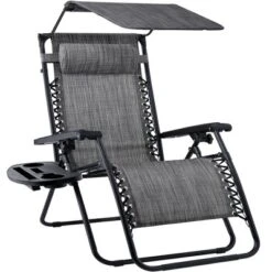 Best Choice Products Folding Zero Gravity Recliner Patio Lounge Chair W/ Canopy Shade, Headrest, Tray -Sunnydaze Decor Store GUEST 64319de2 4d97 46ce b6db 63a82879d423