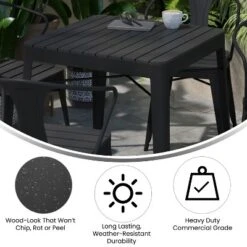Merrick Lane Five Piece Indoor-Outdoor Dining Table And Chairs Set With 31.5" Square Table And 4 Metal Chairs In Black -Sunnydaze Decor Store GUEST 6442f150 7ad5 437f 9c00 423dd49c7655