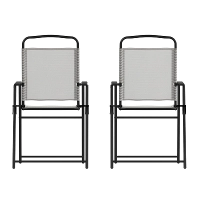 Emma And Oliver Set Of 2 Textilene Folding Sling Style Patio Chairs With Armrests 12 Emma And Oliver Set Of 2 Textilene Folding Sling Style Patio Chairs With Armrests - Image 12