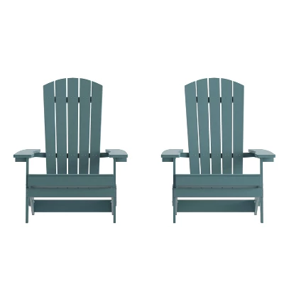 Merrick Lane Set Of 2 Poly Resin Folding Adirondack Lounge Chair - All-Weather Indoor/Outdoor Patio Chair 17 Merrick Lane Set Of 2 Poly Resin Folding Adirondack Lounge Chair - All-Weather Indoor/Outdoor Patio Chair - Image 17