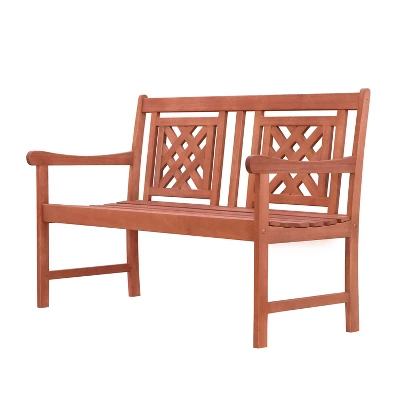 Vifah 3pc Malibu Eucalyptus Outdoor Patio Dining Set With 48" Benches Tan 2 Vifah 3pc Malibu Eucalyptus Outdoor Patio Dining Set With 48" Benches Tan - Image 2