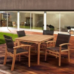 New Pacific 5pc Patio Teak Wood Dining Set - International Home Miami -Sunnydaze Decor Store GUEST 65b0825a 19ff 4787 99b4 16a7d6eb8311