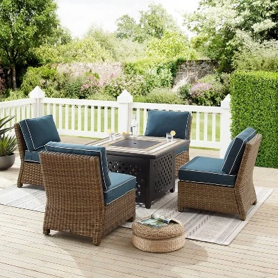 Bradenton 5pc Outdoor Wicker Armless Chair & Fire Table Set - Crosley 3 Bradenton 5pc Outdoor Wicker Armless Chair & Fire Table Set - Crosley - Image 3