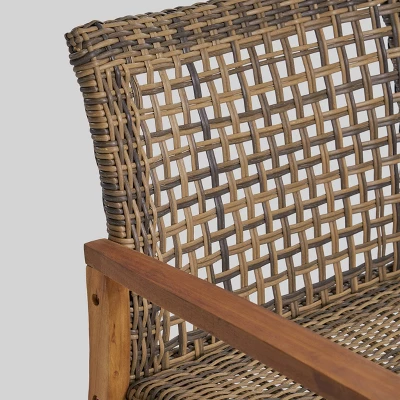 Breakwater 5pc Wood & Wicker Patio Chat Set With Fire Pit - Natural/Gray/Brown - Christopher Knight Home 3 Breakwater 5pc Wood & Wicker Patio Chat Set With Fire Pit - Natural/Gray/Brown - Christopher Knight Home - Image 3