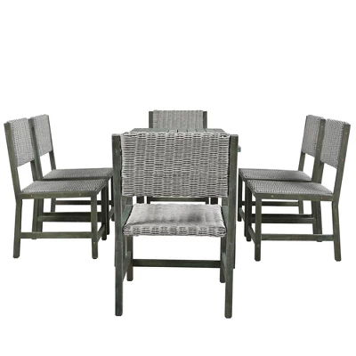 Outdoor 6-Seat Acacia Wood Dining Set For Yard, Terrace, Balcony - ModernLuxe 6 Outdoor 6-Seat Acacia Wood Dining Set For Yard, Terrace, Balcony - ModernLuxe - Image 6