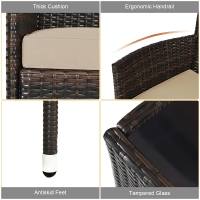 Costway 4PCS Rattan Patio Furniture Set Sofa Chair Coffee Table W/Cushion Outdoor 7 Costway 4PCS Rattan Patio Furniture Set Sofa Chair Coffee Table W/Cushion Outdoor - Image 7