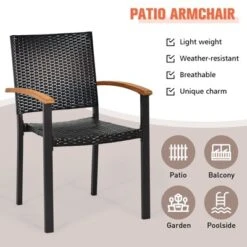 Tangkula Patio Rattan Dining Armchair 2 Set Of Wicker Chair W/Steel Frame Acacia Armrests Indoor & Outdoor -Sunnydaze Decor Store GUEST 6793275c 51b7 4f15 8aff 5e335c1a1ed8