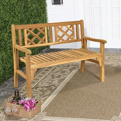 Costway Patio Outdoor Solid Wood Bench Folding Loveseat Chair Park Garden Deck Furniture 5 Costway Patio Outdoor Solid Wood Bench Folding Loveseat Chair Park Garden Deck Furniture - Image 5