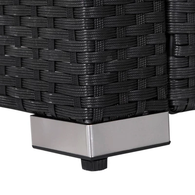 Outsunny 4-Piece Rattan Wicker Furniture Set, Outdoor Cushioned Conversation Furniture With 2 Chairs, Loveseat, And Glass Coffee Table 3 Outsunny 4-Piece Rattan Wicker Furniture Set, Outdoor Cushioned Conversation Furniture With 2 Chairs, Loveseat, And Glass Coffee Table - Image 3