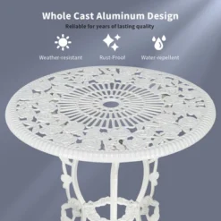 Costway 3PCS Cast Aluminum Patio Bistro Furniture Set Rose Design Outdoor White 13 Costway 3PCS Cast Aluminum Patio Bistro Furniture Set Rose Design Outdoor White -Sunnydaze Decor Store GUEST 684ee655 be38 41a2 bc42 06ff12d3b549