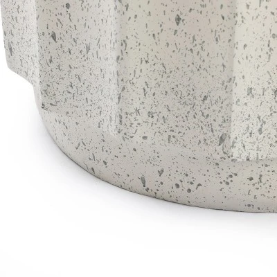 LuxenHome Off White With Gray Cement Round Side Table 7 LuxenHome Off White With Gray Cement Round Side Table - Image 7