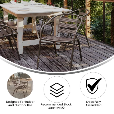 Emma And Oliver 27.5'' Square Aluminum Indoor-Outdoor Table Set With 4 Slat Back Chairs 6 Emma And Oliver 27.5'' Square Aluminum Indoor-Outdoor Table Set With 4 Slat Back Chairs - Image 6
