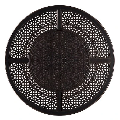 5pc Outdoor Fire Table Set With Geometric 44" Round Fire Table, 4 Deep Seating Swivel Rocking Chairs & Table Fabric Covers - Oakland Living 4 5pc Outdoor Fire Table Set With Geometric 44" Round Fire Table, 4 Deep Seating Swivel Rocking Chairs & Table Fabric Covers - Oakland Living - Image 4