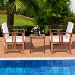 Tangkula 3-Piece Outdoor Acacia Wood Sectional Conversation Sofa Set With Cushions -Sunnydaze Decor Store GUEST 6b5ed910 1f18 4aa2 83c7 cb9061d7a37b