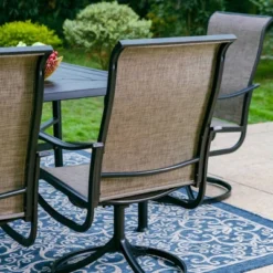 7pc Outdoor Dining Set With Swivel Sling Chairs & Large Metal Rectangle Table With Umbrella Hole - Gray - Captiva Designs 18 7pc Outdoor Dining Set With Swivel Sling Chairs & Large Metal Rectangle Table With Umbrella Hole - Gray - Captiva Designs -Sunnydaze Decor Store GUEST 6b73e3c4 be77 48f3 8e6f cb2618b996f2