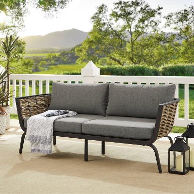 Ashby Loveseat - Gray/Black/Natural - Linon 1 Ashby Loveseat - Gray/Black/Natural - Linon