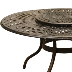 59" Contemporary Modern Mesh Lattice Aluminum Round Dining Table With Lazy Susan - Bronze - Oakland Living 7 59" Contemporary Modern Mesh Lattice Aluminum Round Dining Table With Lazy Susan - Bronze - Oakland Living -Sunnydaze Decor Store GUEST 6bf35d04 7882 40b4 9698 2f43351275a0