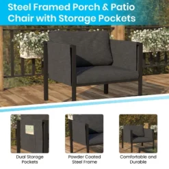 Merrick Lane Outdoor Patio Chair With Removable Fabric Cushions And Steel Frame 19 Merrick Lane Outdoor Patio Chair With Removable Fabric Cushions And Steel Frame -Sunnydaze Decor Store GUEST 6deca7a0 f464 44c2 801d 2b3476a191b9