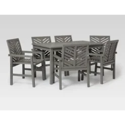 7pc Slatted Chevron Acacia Patio Dining Set - Saracina Home -Sunnydaze Decor Store GUEST 6e586955 cdb3 42a6 b92d 73b8e77d8e6a