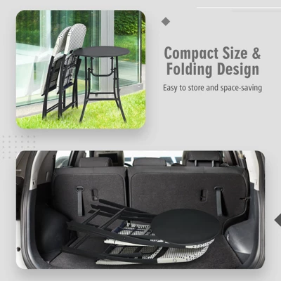 Tangkula 3PCS Patio Rattan Furniture Set Outdoor Chairs & Coffee Table Wicker Bistro Table Set For Balcony Lawn Garden 5 Tangkula 3PCS Patio Rattan Furniture Set Outdoor Chairs & Coffee Table Wicker Bistro Table Set For Balcony Lawn Garden - Image 5