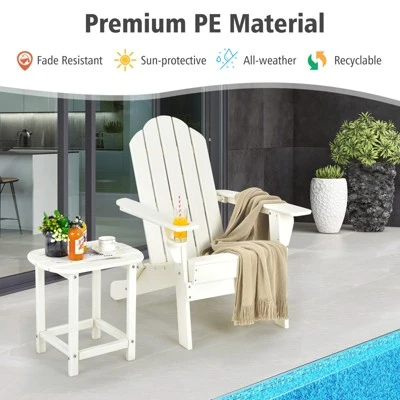 Tangkula Patio 2PCS Adirondack Chair Side Table Set Outdoor Chair Set With End Table Weather Resistant Cup Holder For Backyard Garden White 2 Tangkula Patio 2PCS Adirondack Chair Side Table Set Outdoor Chair Set With End Table Weather Resistant Cup Holder For Backyard Garden White - Image 2