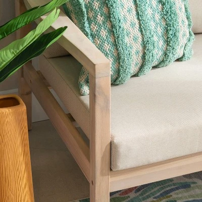 Linon Melita Acacia Two Seater Sofa Beige/White 6 Linon Melita Acacia Two Seater Sofa Beige/White - Image 6