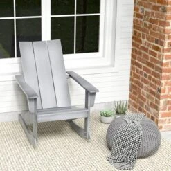Costway Patio Adirondack Rocking Chair All Weather HDPE Porch Rocker 330lbs Grey Outdoor -Sunnydaze Decor Store GUEST 714042ee 38f0 49bd a3ec 9db20e5b3248
