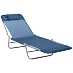 Outsunny Portable Sun Lounger, Lightweight Folding Chaise Lounge Chair W/ Adjustable Backrest & Pillow For Beach, Poolside And Patio -Sunnydaze Decor Store GUEST 715eef23 50f3 42e7 9d7e 1294345fc17e