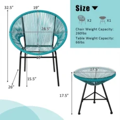 Costway 3PCS Patio Acapulco Furniture Bistro Set Plastic Rope Glass Table -Sunnydaze Decor Store GUEST 716900f2 4816 4d56 95c0 f9bf0327136d